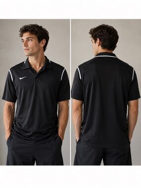Nike Men's‎ Black dry fit  Polo with White Accents, Golf,  Large
